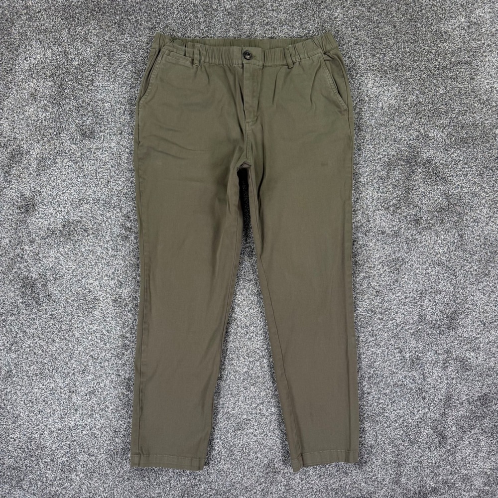 Cove USA Mens 36 Olive Green Chino Pants Elastic Waist Stretch Active Golf Work